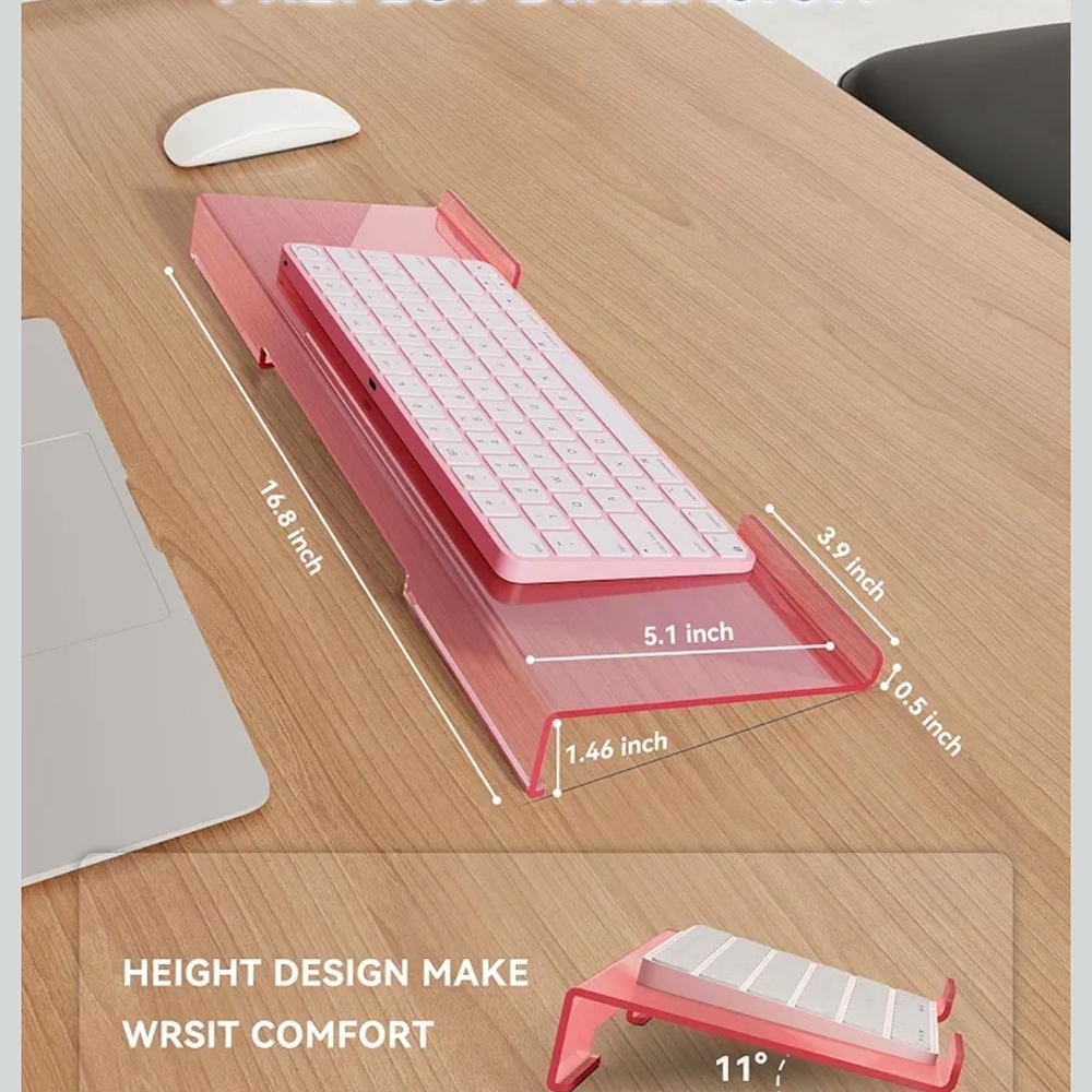Ergonomic Computer Keyboard Stand for Desktop (Clear Pink),Keyboard Tilted Stand